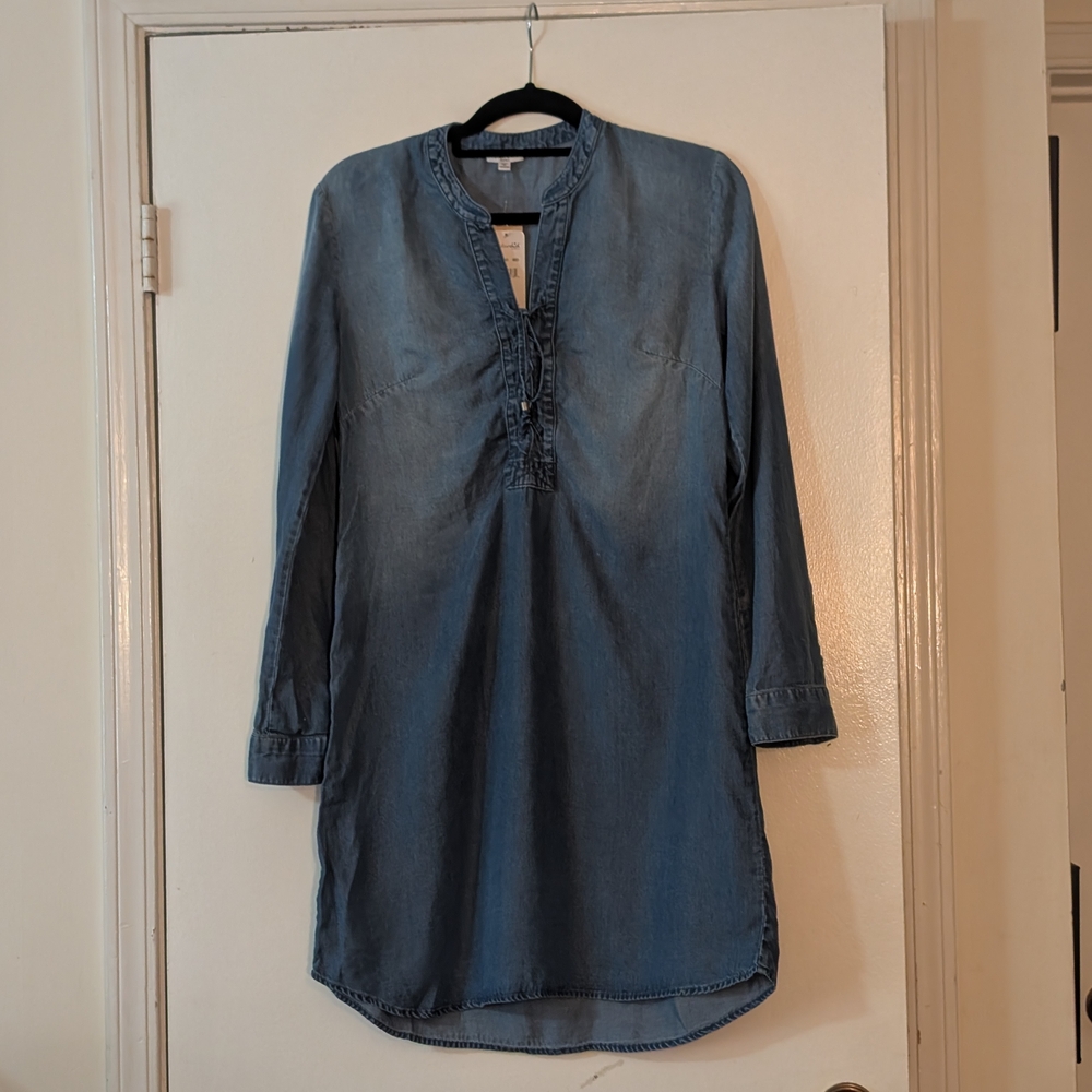 NWT Splendid Blue Chambray Pullover Faux Denim Dress Long Sleeve Size Small